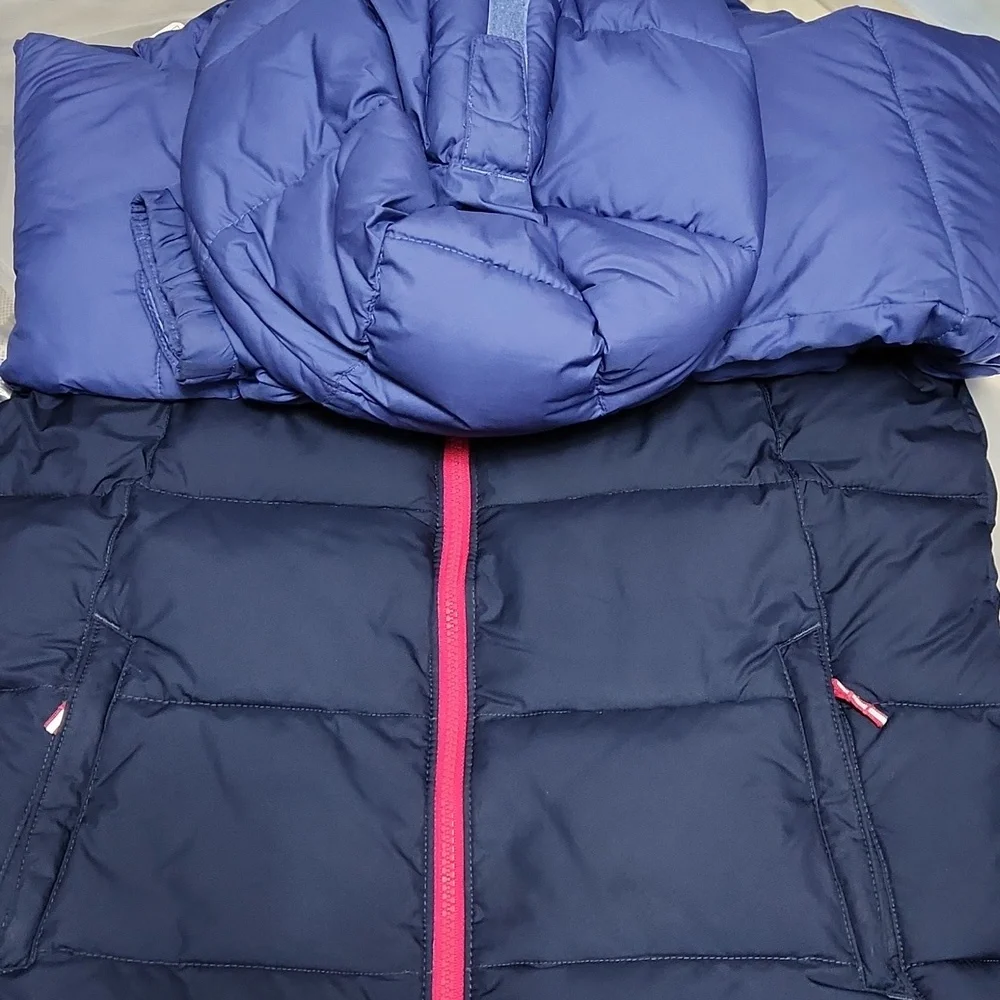 Columbia Pike Lake Insulated Jacket Girls Large Navy Blue‎ Omni-Heat Hooded